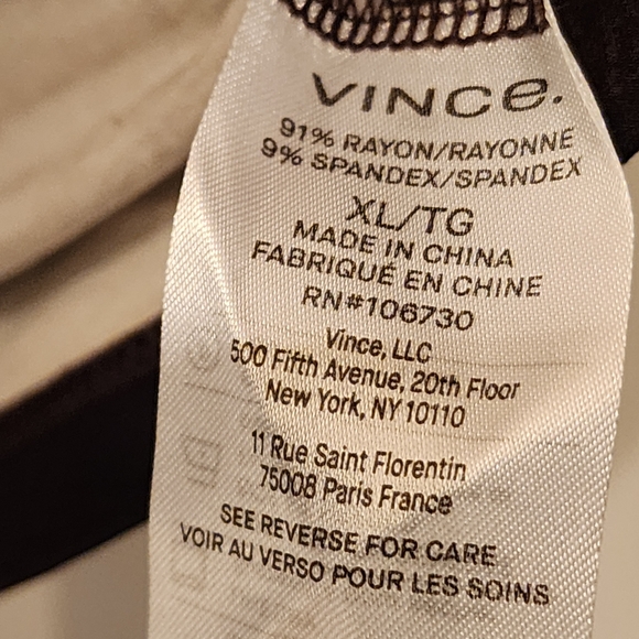 VINCE Long-sleeved Crewneck Ruched Side Top In Blk/Brown Size XL - Picture 12 of 12